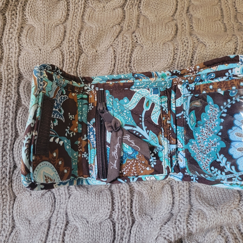 Vera Bradley Floral Brown and Blue Shoulder Bag With Matching Wallet - Picture 3 of 6